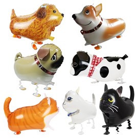 7Pcs Animal Balloons, Simulated Animal Aluminum Foil Balloons, Cat And Dog Walking Balloons, Air Walk Balloons, Farm Animal Balloons, Birthday And Farm Party Decorations