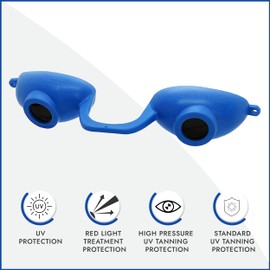 Super Sunnies Evo Flexible UV Eye Protection FDA Compliant, Tanning Bed Goggles, Red Light Therapy Glasses - Blue