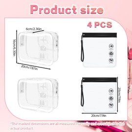 4 Pcs Clear Travel Toiletry Bag, Wash Bag for Airport Security Liquids, Approved Hand Luggage Regulations Waterproof Liquids Wash Bags Travel Essentials for Women/Men
