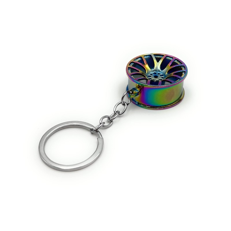 H-Customs Wheel Rim Car Tuning Colourful Effect Keyring Pendant Colourful