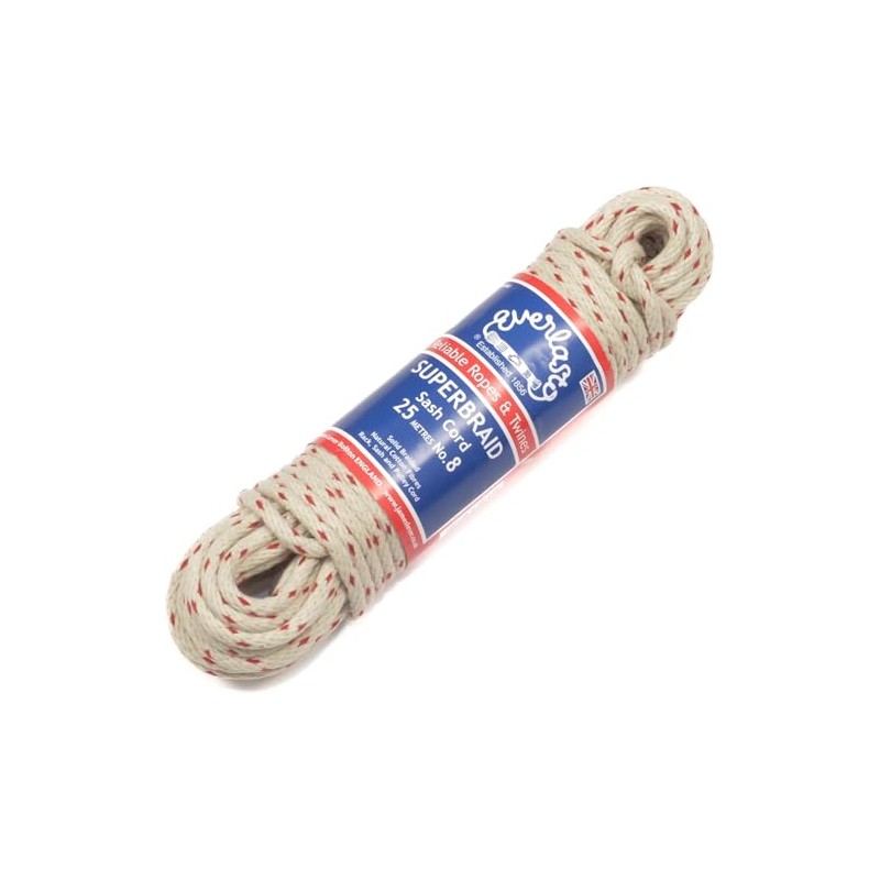 Everlasto Redspot Superbraid Natural Cotton Sash Cord No.8 (6.5mm) x