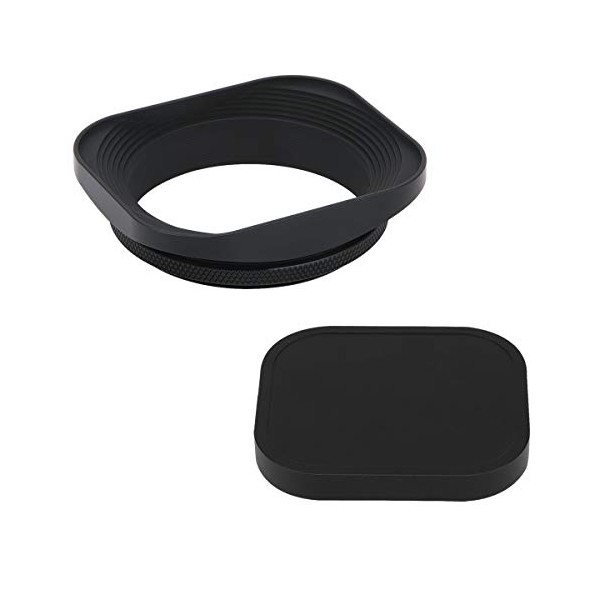 Haoge LH-B55T 55mm Square Metal Screw-in Lens Hood with Cap