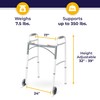 Drive Medical 10210-1 2-Button Folding Walker with Wheels, Rolling Walker,