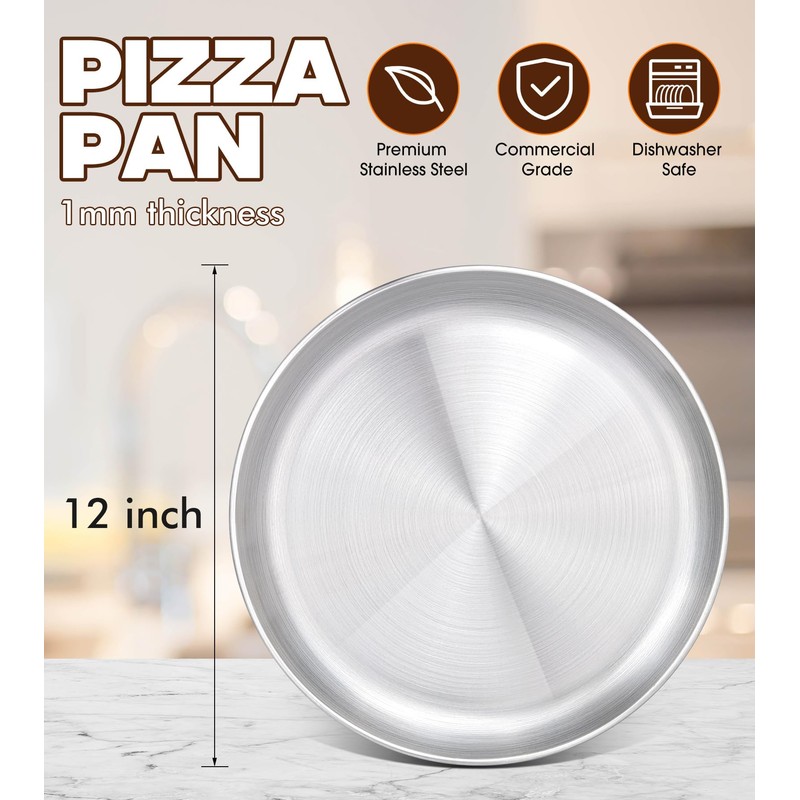 Yuiicaov Stainless Steel Pizza Pan 12 inch, Pizza Pan for