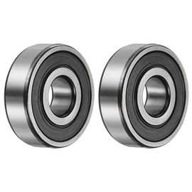 sourcing map 6302-2RS Deep Groove Ball Bearing,2pcs 15 x 42 x 13mm C3 Double Rubber Sealed Chrome Steel Bearings,Black