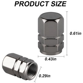 Gun-Gray Tire Valve Stem Covers Hex Design Aluminum Tire Valve Caps Universal Valve Stem Caps for Car Truck Motorcycle Bike, Airtight Seal, Screw-on, Easy-Grip Use (8-Pack)