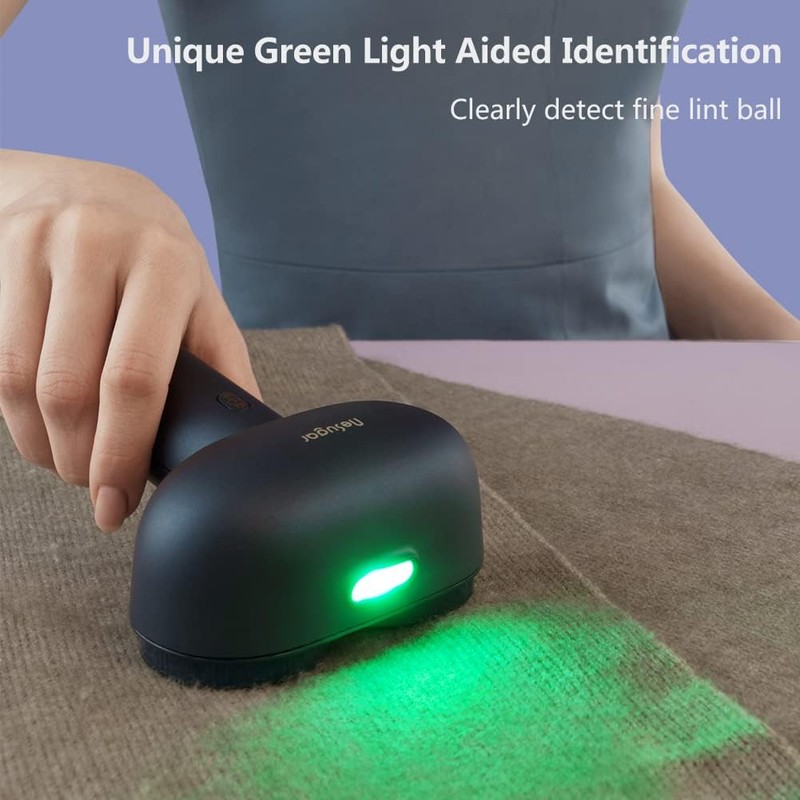 Nesugar Dual-Head Fabric Shaver, Electric Lint Remover with Green Light