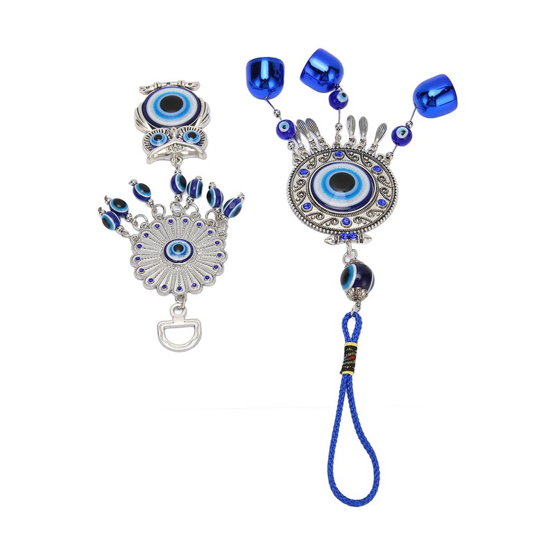 2pcs Blue Eye Owl Ornament Good Luck Attract Wealth Fashionable