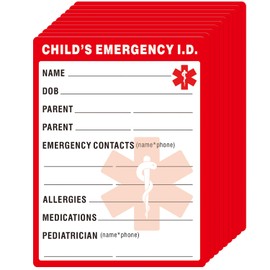 Joyfulmap - 10 pegatinas de identificación de emergencia infantil (en caso de emergencia) pegatinas de asiento de coche, etiqueta de información médica para niños, vehículos, asientos de coche
