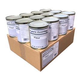 Future Essentials All Purpose White Flour #2.5 Can/16 oz per can 100% natural whole grain wheat flour rich in protein and High Nutritious, Non GMO and long term storage canned food (12 CANS)