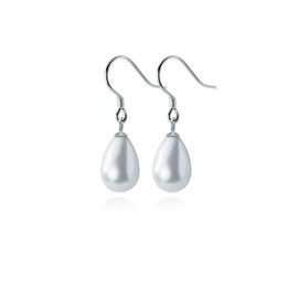 Reffeer Solid 925 Sterling Silver Pearl Drop Earrings Dangle for Women Teens Pearl Dangle Earrings Drops Hook (A-8 * 12mm Pearl)
