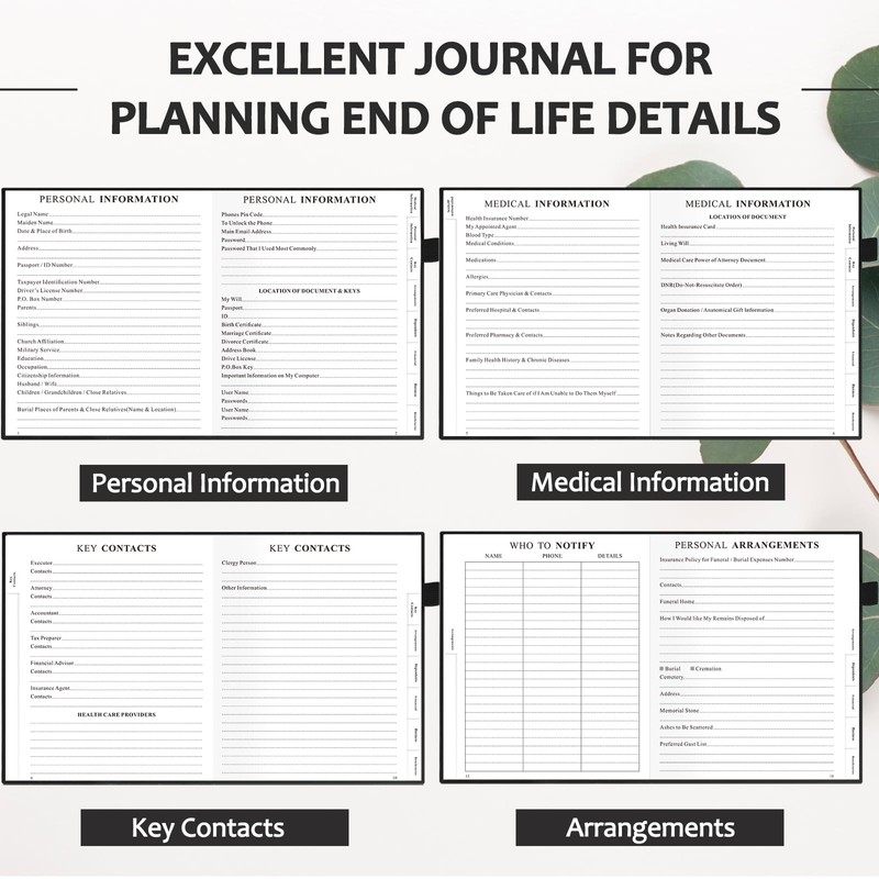 End of Life Planner, Guided Estate Planning Organizer with Tabs,