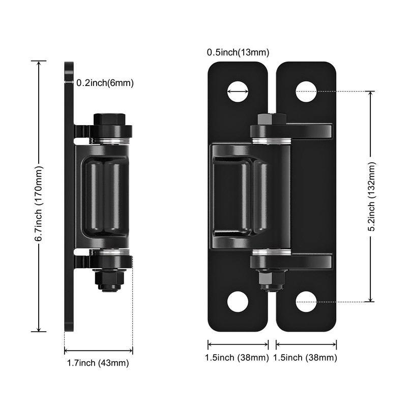 Lifeswel Heavy Duty Gate Hinges, Steel Hinges with Spacer Bearing