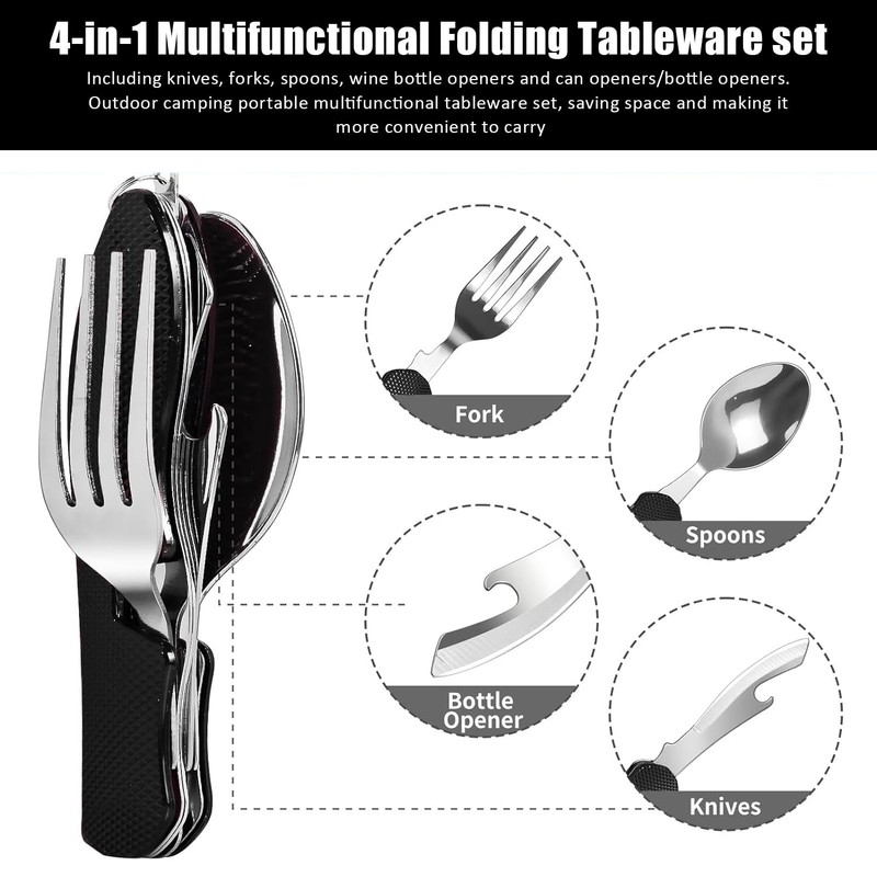 4 in 1 Piece Camping Tools, 4 in 1 Folding