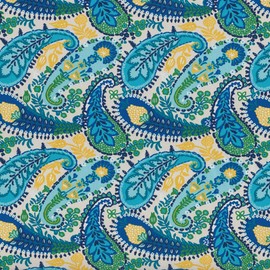 Pillow Perfect Paisley Indoor/Outdoor Solid Back Chaise Lounge Cushion with Ties, Plush Fiber Fill, Weather, and Fade Resistant, 80" x 23", Blue/Green Amalia,