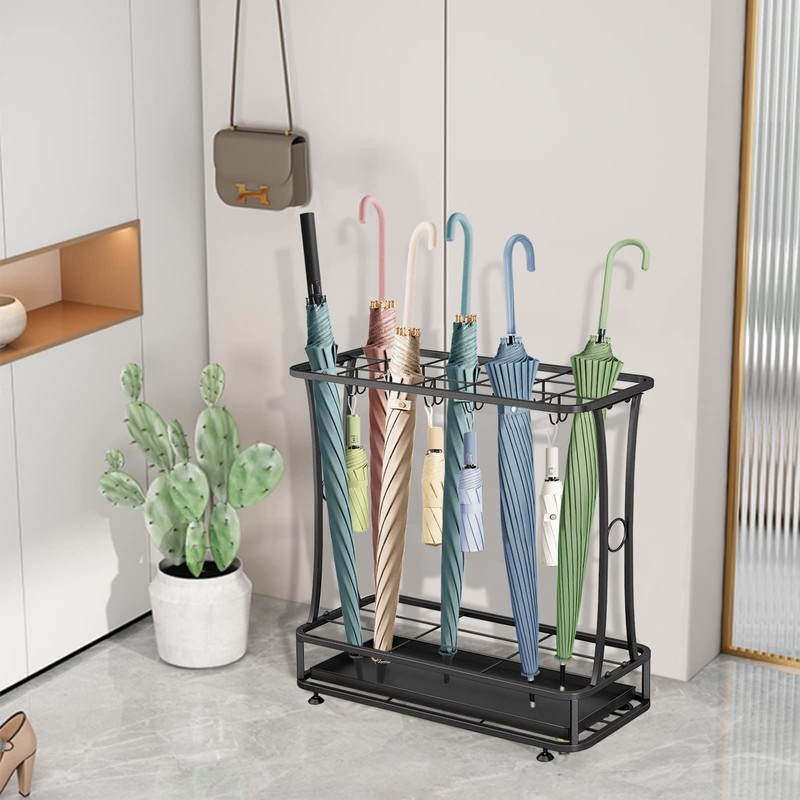 Metal Umbrella Holder Stand with Removable Drip Tray, Industrial Free