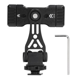 Cell Phone Tripod Mount Adapter 360 Degree Horizontally Rotatable Metal Phone Tripod Mount with Rotatable Cold Shoe for Vlogging Streaming