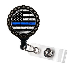 Law Enforcement Appreciation Blue Lives Matter Resin Retractable Badge Reel ID Holder