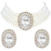 Aheli Kundan Pearl Choker Multi Layered Beaded Collar Aretes Set