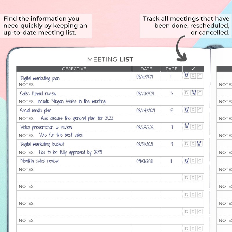 Clever Fox Meeting Notebook – Work & Business Organizer with
