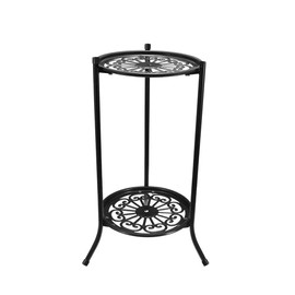 Flower Pot Planter Holder, Double-Layer Metal Flower Pot Rack for Indoor Outdoor Plants, Heavy Duty Iron Potted Plant Stand