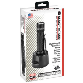 Maglite Mag-Tac LED Rechargeable Flashlight - Plain-Bezel, Matte Black