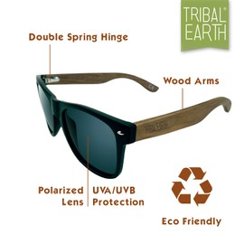 TRIBAL EARTH Wood Sunglasses Polarised for Men and Women with UV Protection | Polarised Lens | Walnut | Foldable Carry Case | Sport | Driving | Fishing | Golf