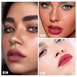 evpct 3 piezas de tinturas de labios que se despegan, lápiz labial líquido mate de color rojo marrón y malva, resistente al agua y de larga duración p