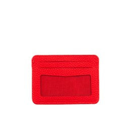 grande 3607 Genuine Leather Card Holder For Women and Men Slim Minimalist Small Snap Wallet (Red)