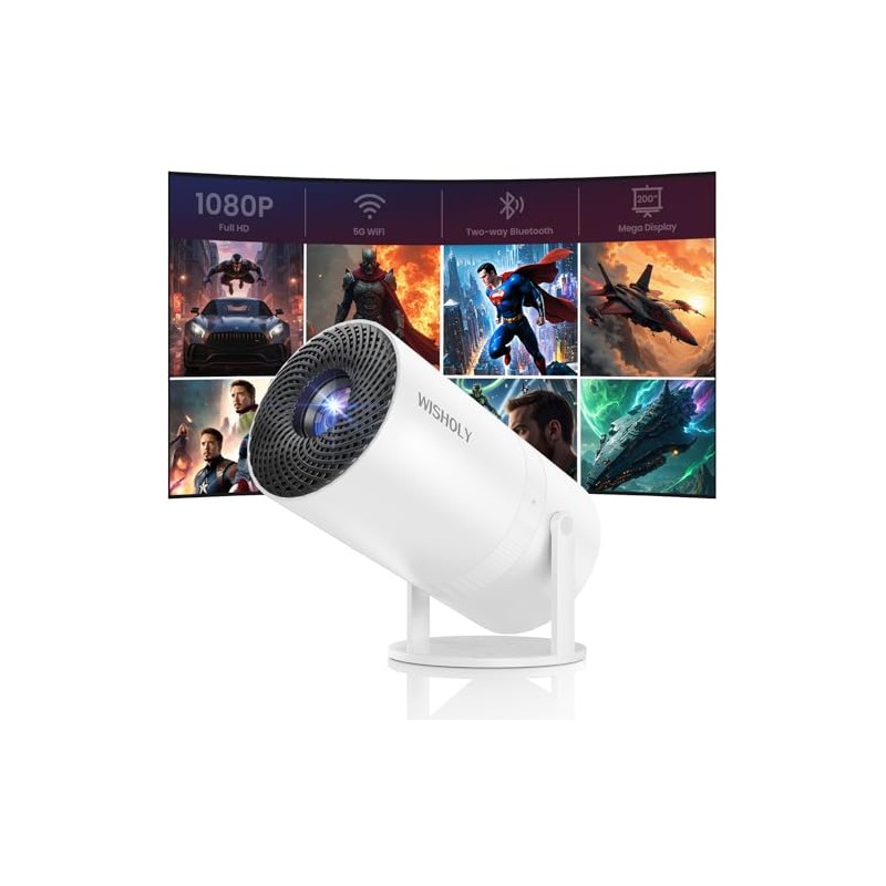 Mini Projector with WiFi and Bluetooth, Portable Movie Projector with