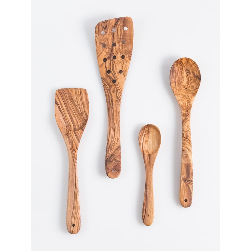 Darido Olive Wood Cooking Spoons Set of 3 with Extra