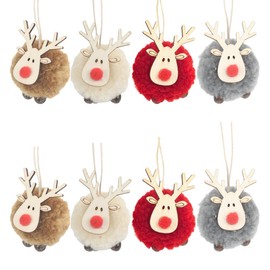 Christmas Tree Ornaments, Reindeer Ornaments, Plush Scandinavian Ornaments, Cute, Christmas Tree Ornaments, Festival Party Decorations, Christmas Ornaments, Present Figures, 4 Colors, 8 Pieces