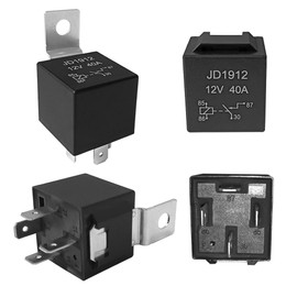 Aiqeer 4-Pin Car Relay, 12 V 40 A SPST Car Relay, with Wiring Harness Socket and Pre-Wired (Black)