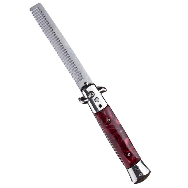 Switchblade Oil Hair Comb Stainless Steel Automatic Spring Folding Comb