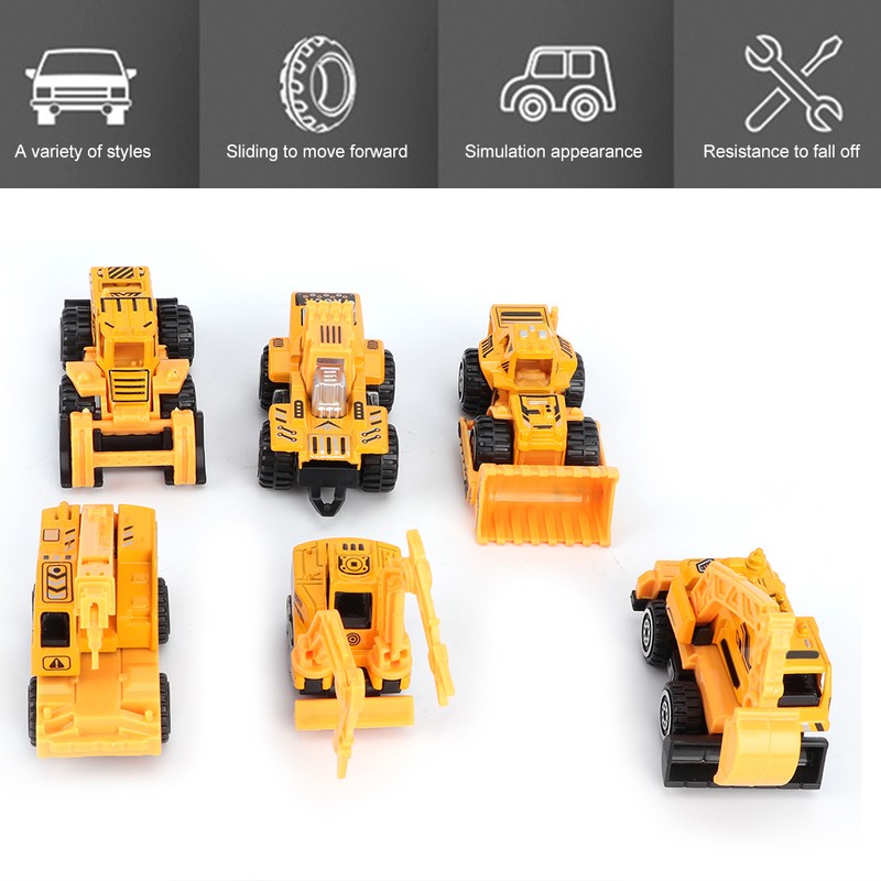 6pcs 1:64 Engineering Car Model Alloy Construction Vehicle Car Model