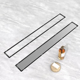 YEFU Shower Drain Nickel for Bathroom: 42 Inch Stainless Steel Linear Shower Drain – 2-in-1 Shower Floor Drain with Tile Insert Grate – Rectangle Linear Drain with Adjustable Feet & Hair Catcher