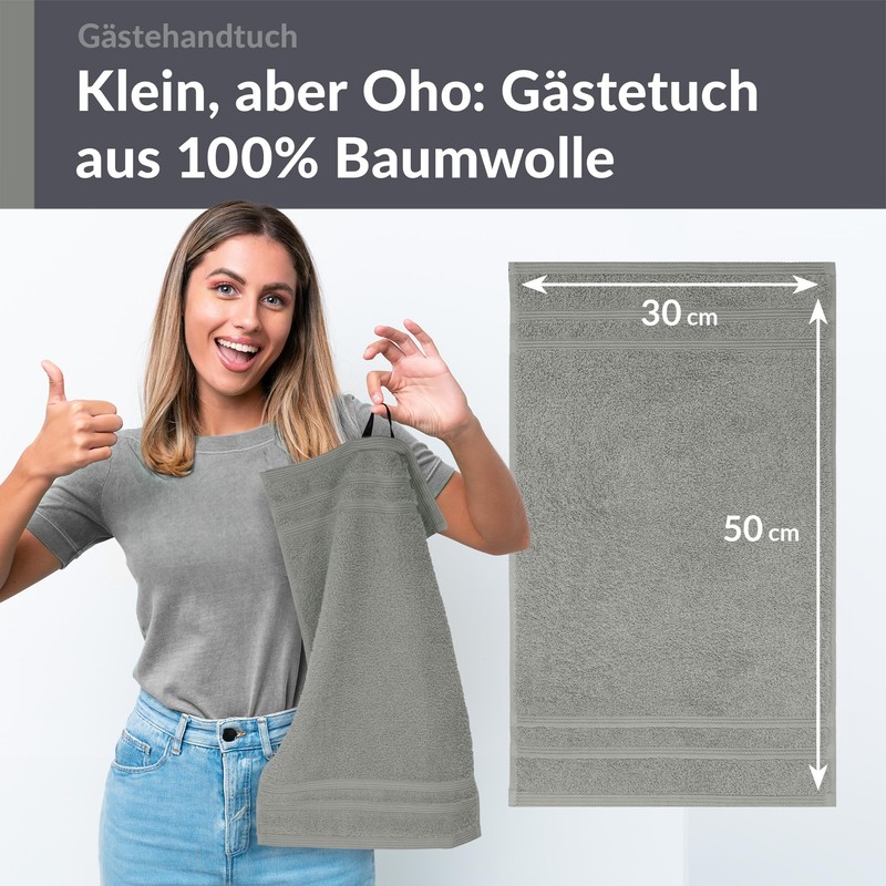 Lashuma Absorbent Guest Towel Grey Stone London Fluffy Terry Towel