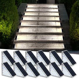 AUDLES LED Solar Step Lights Waterproof Outdoor Stair Lights, Solar Deck Light Outdoor Decor IP67 Solar Lights for Yard, Patio, Garden, Walkways, Front Door, Pathway, Driveway (12)