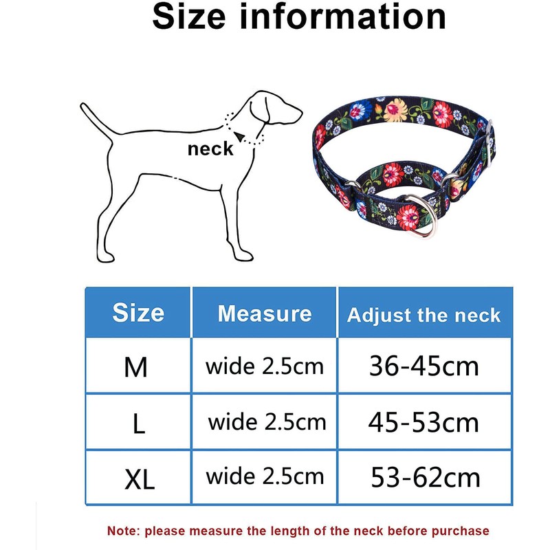 haoyueer Martingale Dog Collar Durable Nylon Adjustable Walking Training Collar