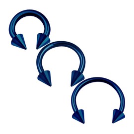 KJM Fashion Anodised Horseshoe Ear Earrings 1.2 mm 16 g Pack of 3