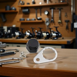 M7 Fishing Reel Screws Nut Caps, Metal Fishing Reel Handle Screw Cap Crank Nuts and Locking Plate Replacement for Left and Right Hand Plate DIY Fishing Accessory Fishing Reel Replacement Parts