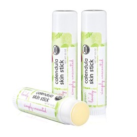Green + Lovely Calendula Skin Stick Organic Lotion Sticks Moisturizing Balm Ointment Salve Multipurpose Hand Cream Body Bar, 0.5 oz, Simply Unscented (2 Tube Set)