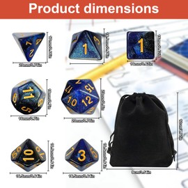 TenaLucy Dice Set, 7 Pieces Acrylic Polyhedral Dice DND Dice Set Dungeons and Dragons Starter Set di Dadi da Tavolo in Poliedrico Dadi Poliedrici, per DND D4 D6 D10 B8 D12 D20 (Dark Blue)