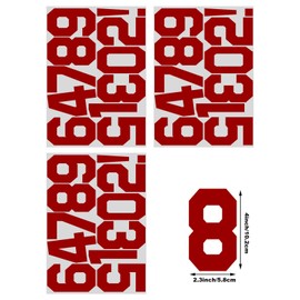4 Inch 3sets 1-10 Number Iron On Heat Transfer Fabric Vinyl DIY for Sport Jerseys T Shirts Clothes Slogan Printing Crafts Decoration (Red)