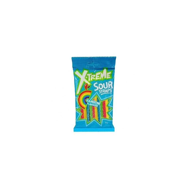 Universal Candy Xtreme Rainbow Flavour Sour Straps, 160 g