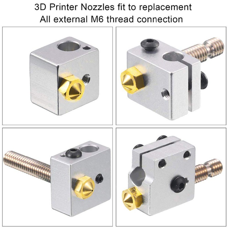 Aokin 10 Pcs Extruder Nozzles 3D Printer Brass Nozzles for
