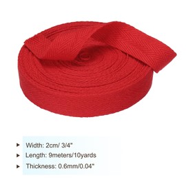 TA-VIGOR Cotton Twill Tape Ribbon 20mm, 10 Yards Bias Binding Tape Bunting Tape Soft Natural Herringbone Webbing Tape Roll for Sewing Dressmaking Gift Wrapping DIY Craft, Red
