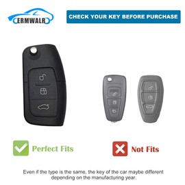 ERMWALR ERMWALR 2 Stck Autoschlsselhllen, Schlsselanh?nger, kompatibel mit Ford 3-Tasten, Focus, Fiesta, Galaxy, Kuga, C-Max, S-Max, Mondeo, MK4, klappbarer Schlsselanh?nger (Frd-3F-BG)