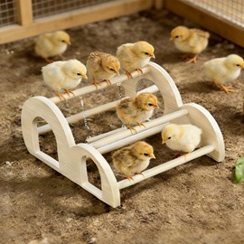 Chicken Perch with Swing & Mirror, Waterproof PVC Roosting Stand for Hens Activity Gym for Chick Toys & Bantams, Durable Easy-Clean Coop and Brooder