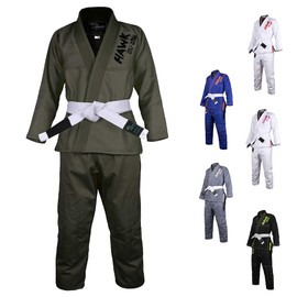 Hawk Sports Brazilian Jiu Jitsu Gi for Kids, Ultra-Light Extra Tough Premium Fabric Kids BJJ Gi, Military Green, K1